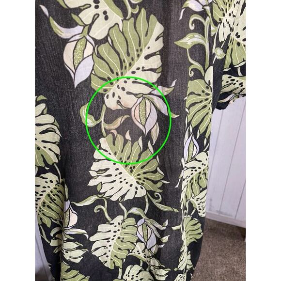 Vintage Reyn Spooner Hawaiian Tropical Leaf Print Long Dress Short Sleeve Large - Picture 5 of 8